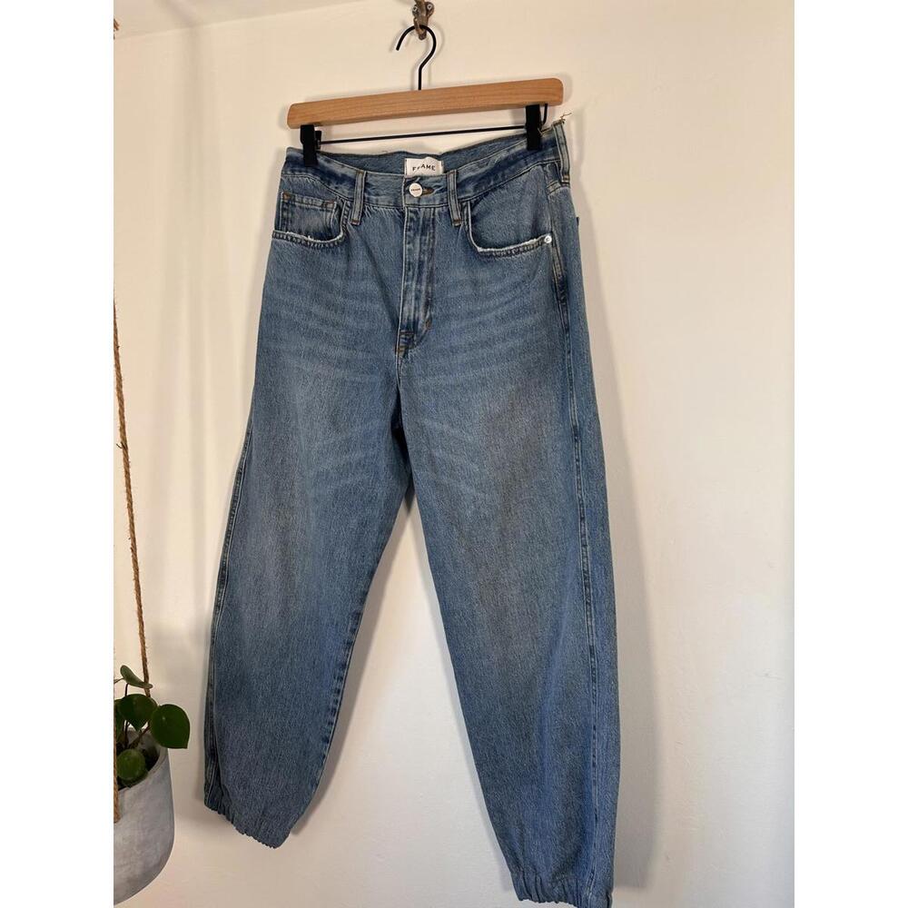 FRAME The Lounge high-rise barrel-leg jeans Bubble Size 27 Ballon Flaw - Picture 3 of 11